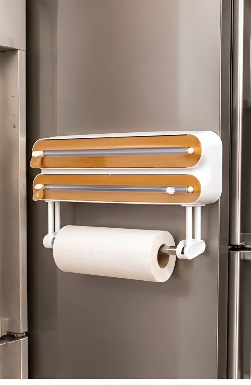 Portarrollos de cocina Rollia™ con dispensadores integrados y soporte para papel de cocina.